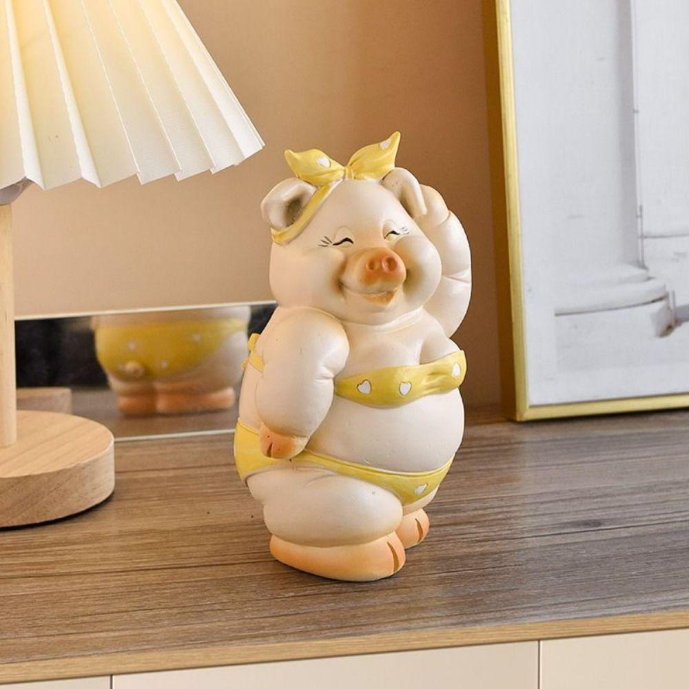 Durable Animal Saving Box Cute ResinPig Ornament Unique Pig Piggy Bank  Children Toy