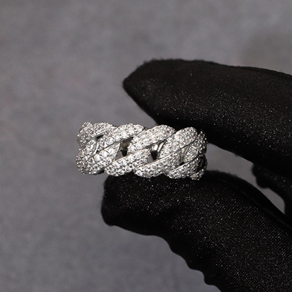ZAKOL New Trendy copper Color Chain Open Ring For Women Micro-Intact Zircon Wedding Anniversary Gift Zircon