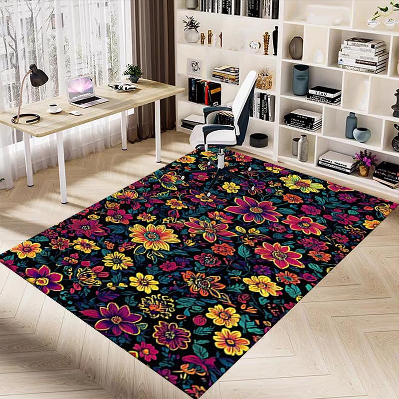 1PC Floral Pattern Extra Large Non-Slip Floor carpet, Office, family, Studio - Large Area Rug Indoor Rugs, Bold Statement Piece