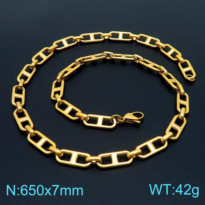 Trendy Stainless Steel Figaro Chain Bracelet & Necklace Set - Simple, Versatile Jewelry Accessory