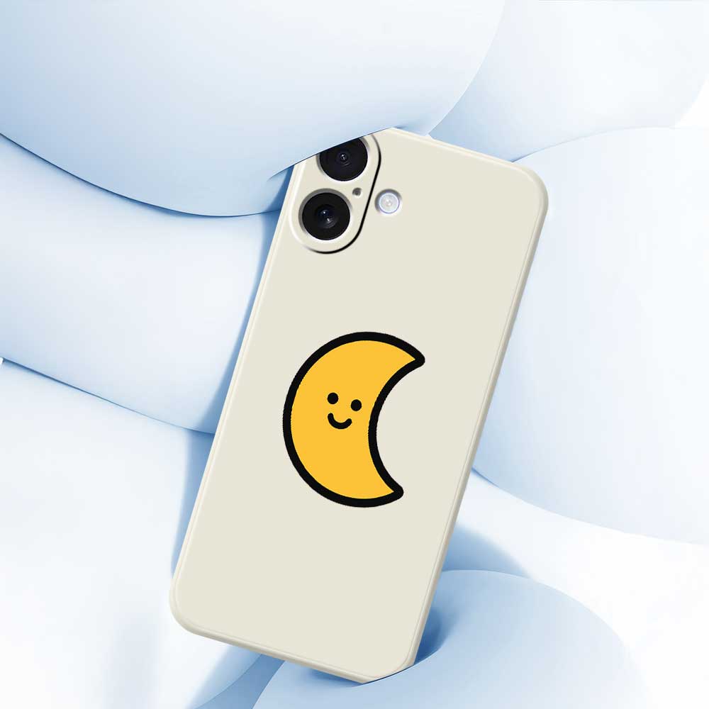 For iPhone 17 Case Yellow Moon Pattern Printing Straight Edge TPU Phone Back Cover