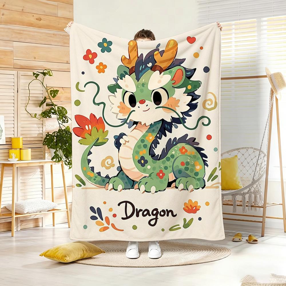 Painting Cute dragon Throw Lightweight g Flannel Blanket Soft Skinfriendly for Summer Cooling