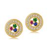 Copper Plated 18k Gold Colored Zircon Small Delicate Round Geometric Stud Earrings