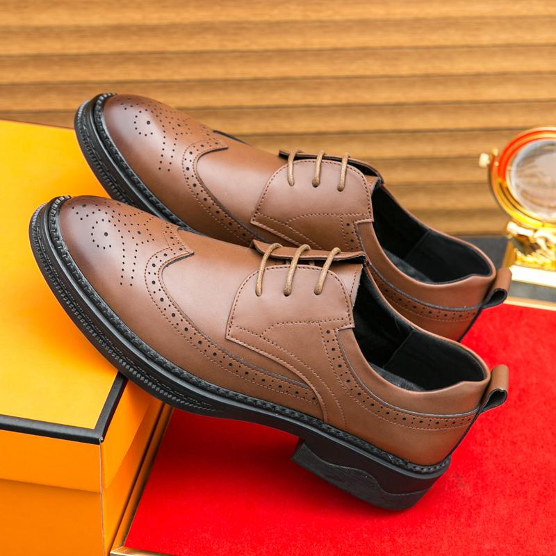 Официальные туфли-броги Мужские офисные кожаные туфли Джентльменские деловые роскошные — фото 7