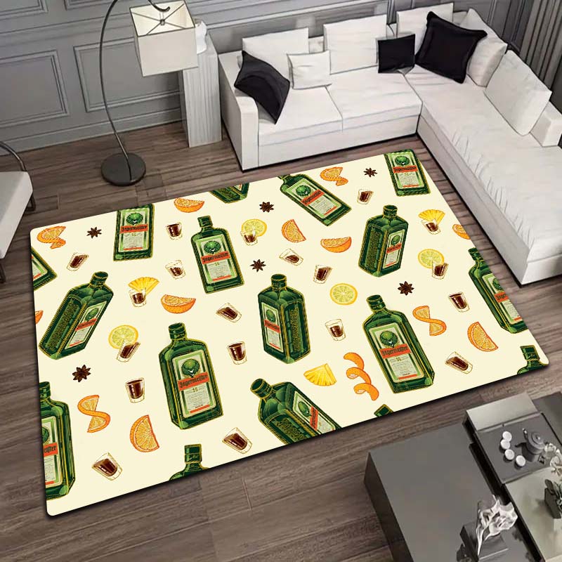 J Jagermeister Deer Logo Flannel Printed Area Rug Non Slip Washable Floor Mat Living Room Bedroom Sofa Decor Indoor Doormat Gift