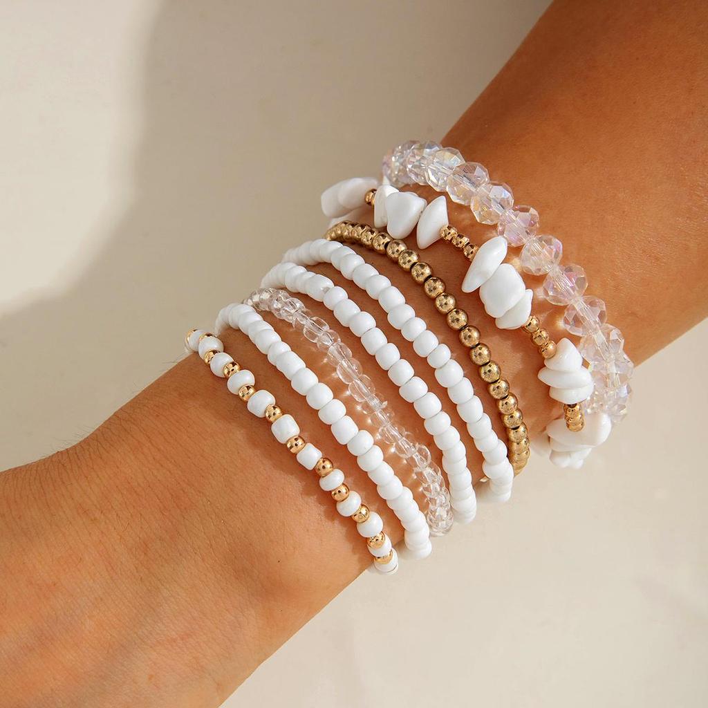 8pcs Mirad Color Brown Multi Piece Set Of Rice Bead Bracelet for Women Jewelry Personalized Matching Bracelet