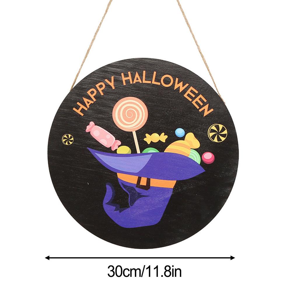Halloween Party Festive Home Décor Spooky Atmosphere Colorful Printing Large Wooden Sign Naughty Pattern Design