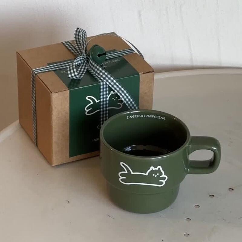Cute Cat Ceramic Mug with Coaster