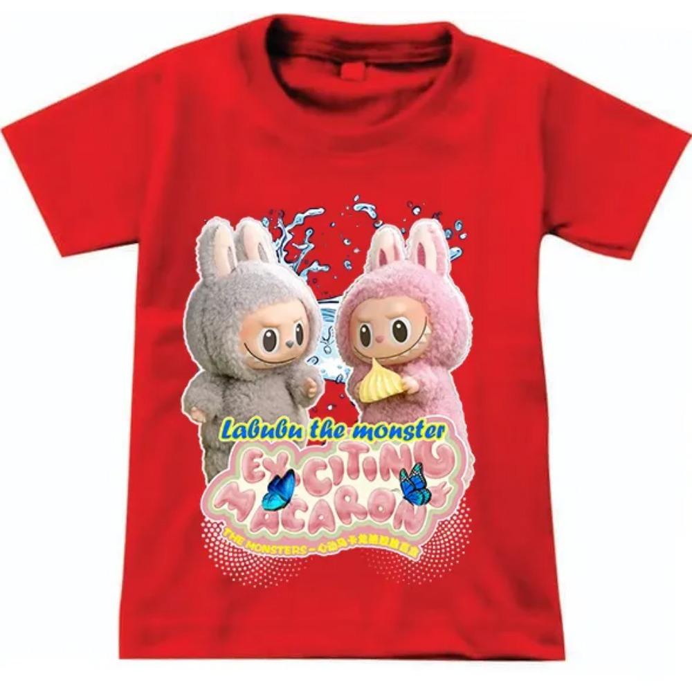 

New Labubu Children s T-shirt LABUBU Cartoon Style Pattern Girl Round Neck Short Sleeve Casual Versatile Clothing 110