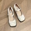 Fashion flat-soled single shoes women's new spring shallow mouth pointed tip laden shoes small fragrant temperament black Mary Jane evening shoes
