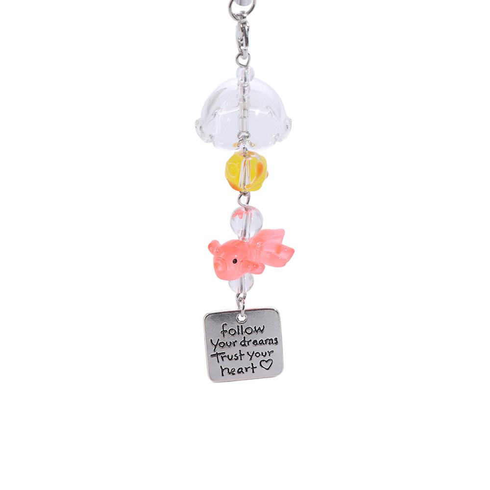 Car Decor Goldfish Bead Keychain Bag Hanging Bead Phone Chain Goldfish Wind Chime Pendant  Girl/Boy