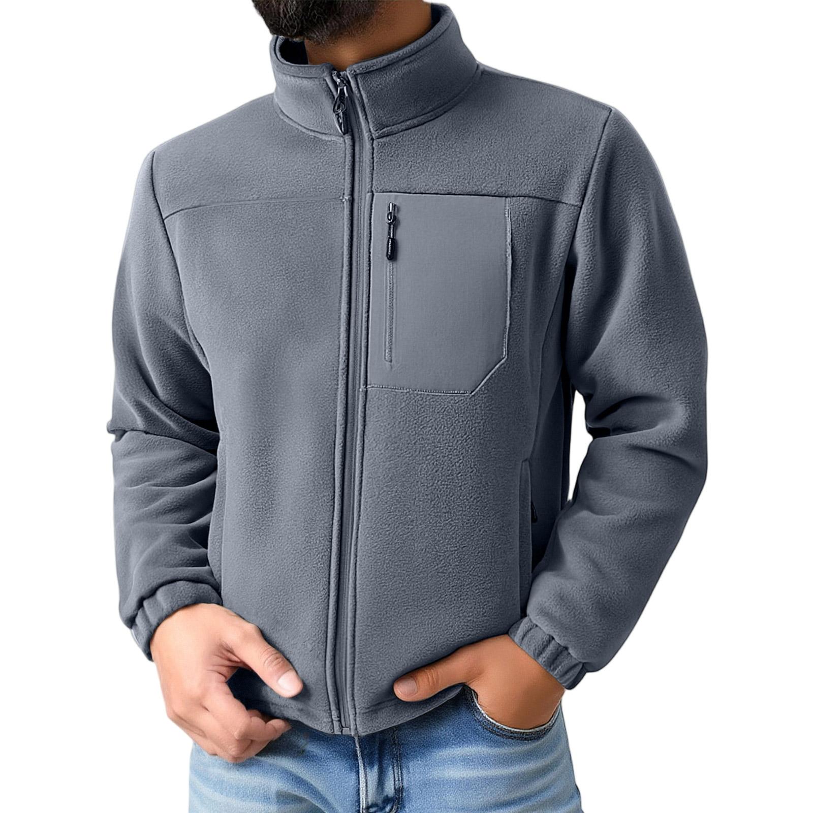 

Men s Standing Collar Thickened Adding Fleece Loose Big Size Zipper Knitted Sweater XXL