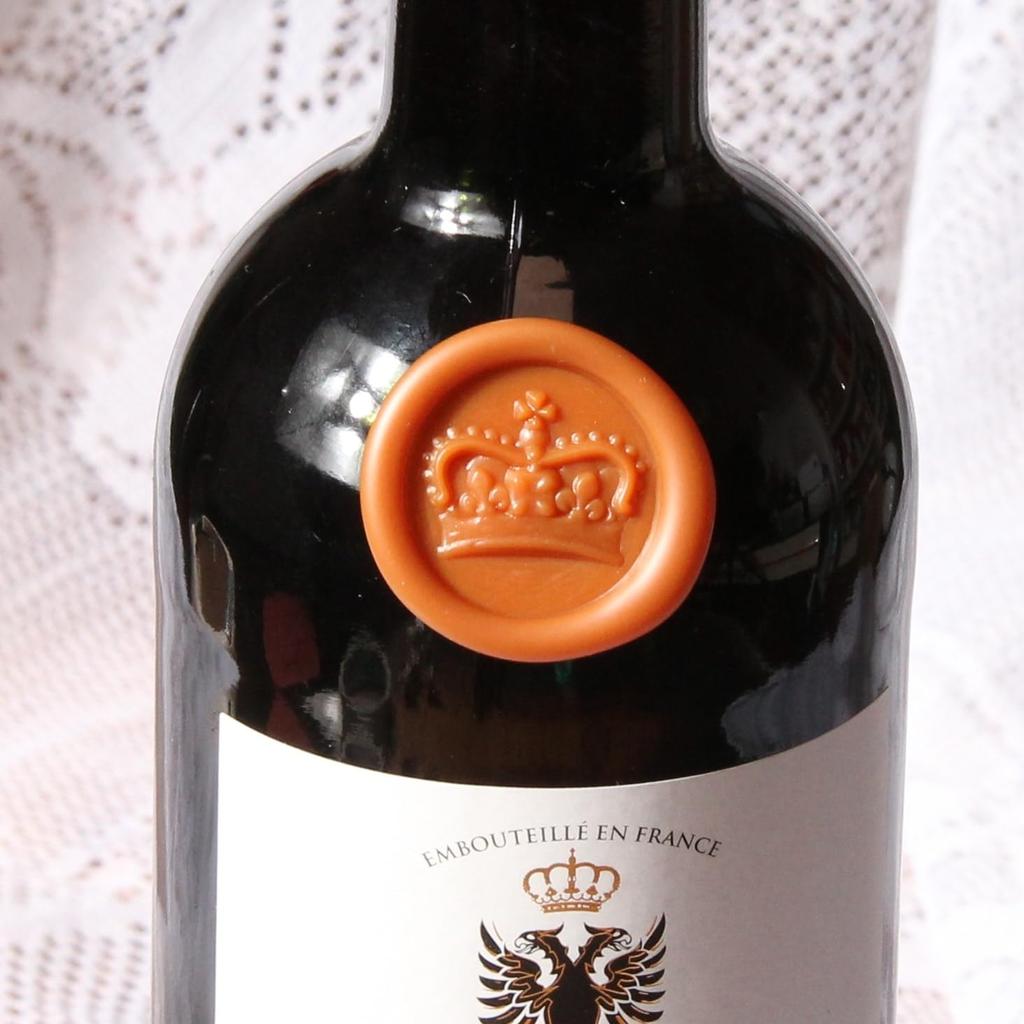 3D Crown Wax Stamp, 2.5cm/1'' Removable Brass Head with Wooden Handle, Adhesive Wax Seal for Wedding Invitations, Kids DIY Creative Gift Idea