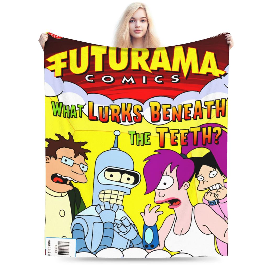Futuramas Cartoon Comic Blanket Quality Warm Throw Blanket Winter Girls Boys Couch Chair Sofa Bed Funny Bedspread