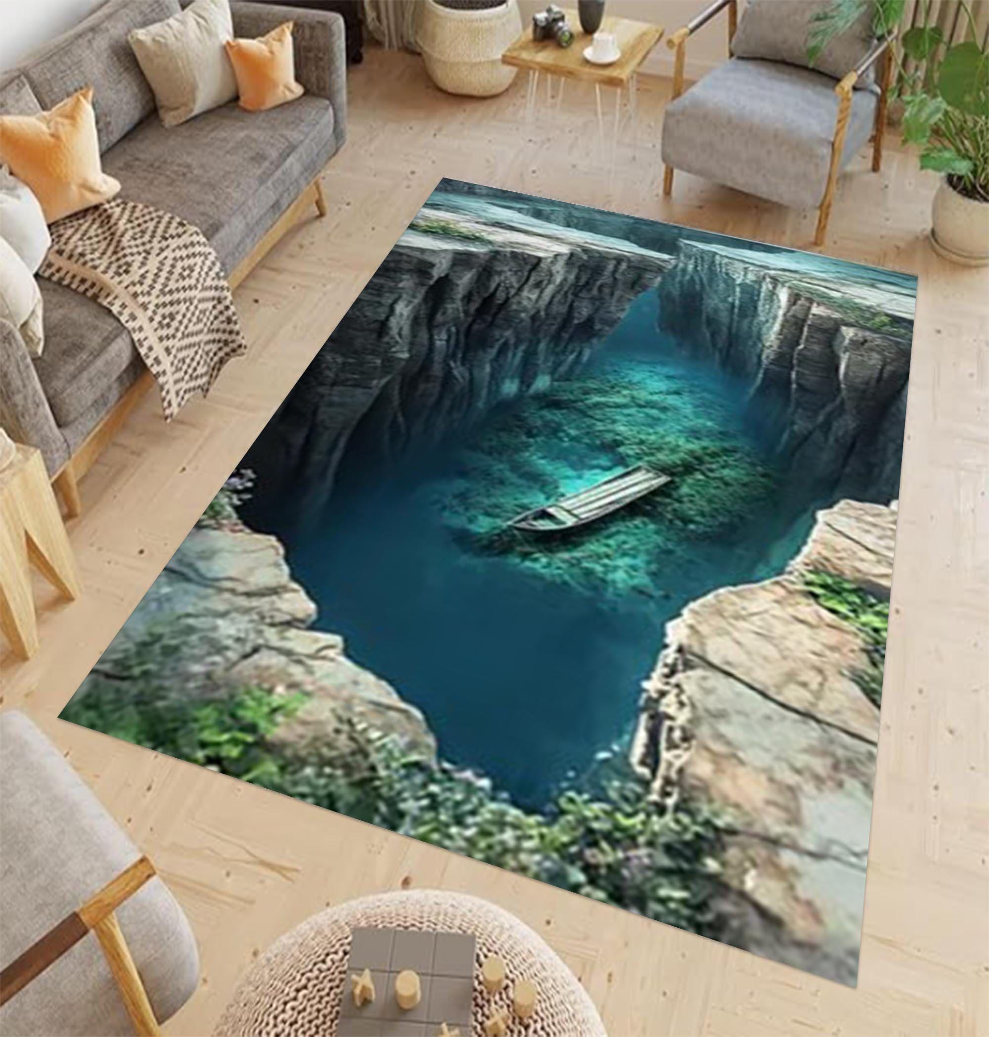 

Underwater Vortex Stone Cave Carpet Infinite Extension Black Hole 2D Printed Mat Living Room Bedroom Entrance Decoration Rug 40x60cm