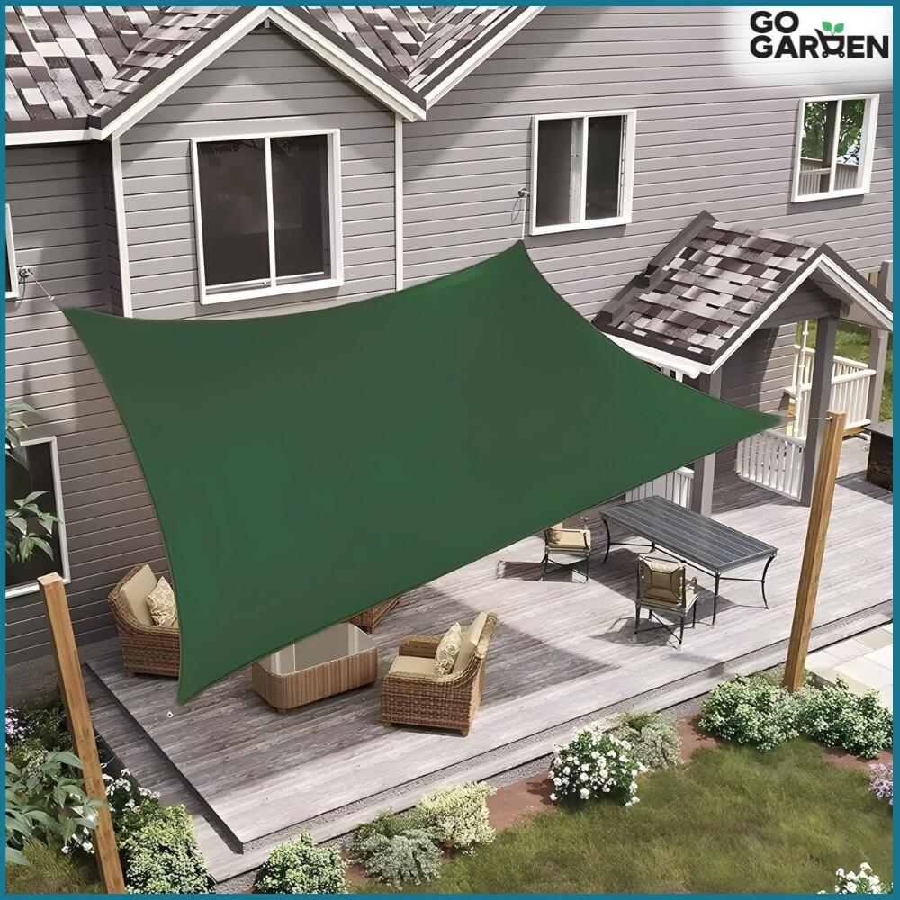 Shade sail sun awning waterproof green garden 6x3 m