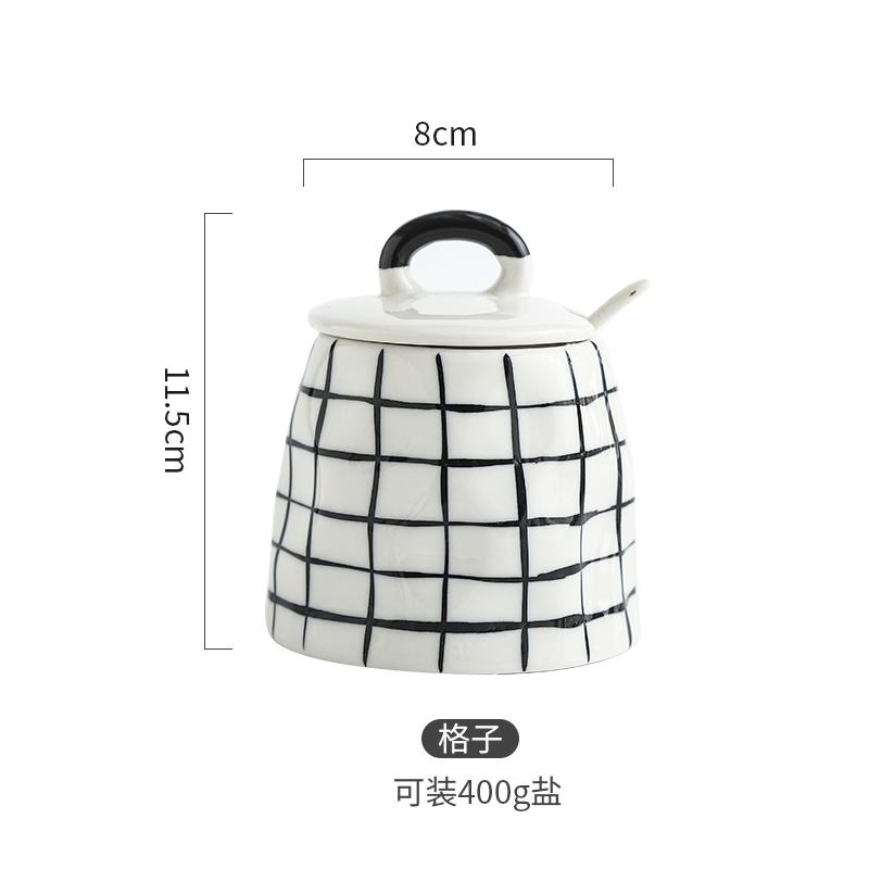 

Креативная керамическая банка для приправ с ложкой, нарисованная вручную банка для соли, банка для специй, банки для конфет, банки для перца, кухонный инструмент для приправ