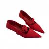 New Chinese style Chinese knot small red shoes women's 2025 spring and autumn new Mary Jane shoes red light mouth single shoes satin