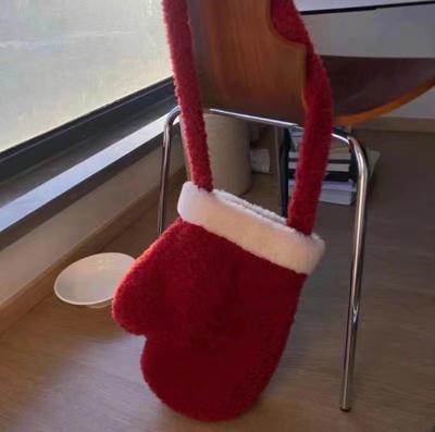 Large Capacity Funny Shoulder Messenger Tote Bag Niche Design Christmas Retro Red Glove Bag Women