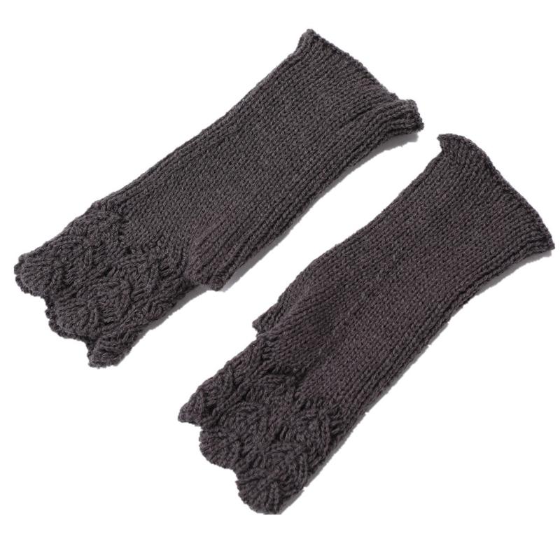 Knitted Half Finger Gloves Stretchy Warm Gloves Fingerless Thumb Hole Gloves