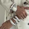 Fashion Irregular Cuff Polished Pleated Bracelet Set Light Luxury Style Commuter Party Forwoman