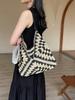 Moda Estiva Coreana Borsa Intrecciata in Paglia da Donna per Vacanze al Mare Borsa a Spalla Tote Vuota Borsa Cesto Intrecciato per Verdura