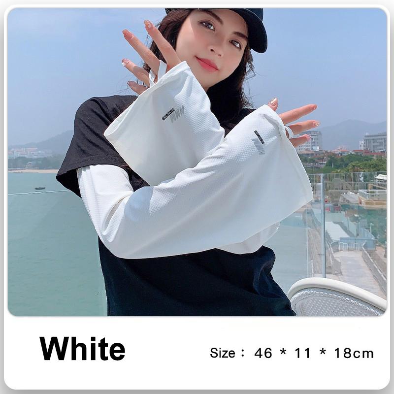 1 Pairs Summer Arm Cover Cool Ice Silk Sports Solid Color Loose Sun Protection Arm Sleeves Half Finger Gloves Arm Guard Cuff