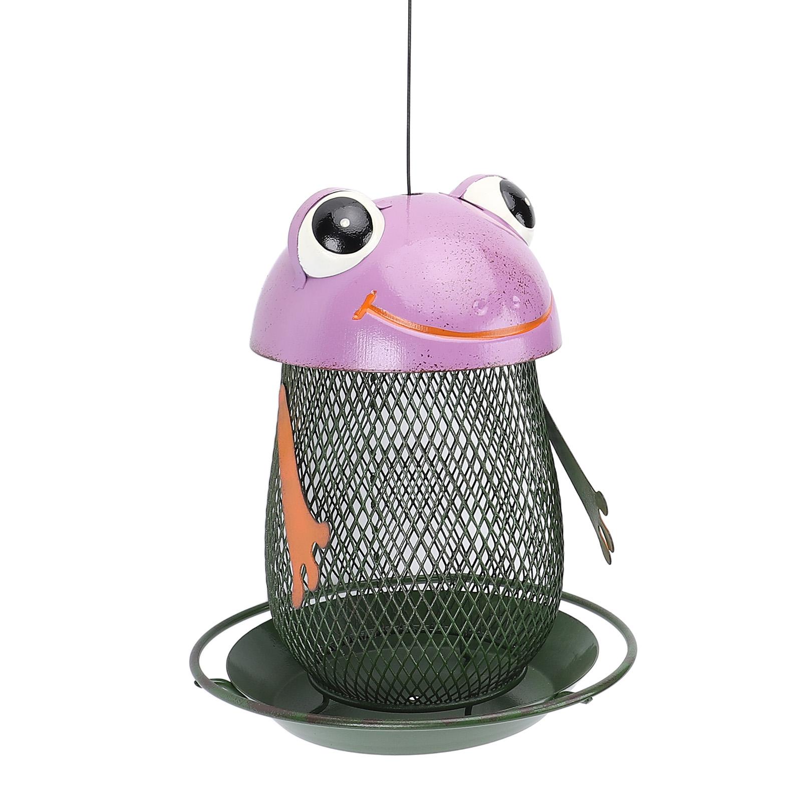 Solar Powered Bird Feeder Lantern, Iron Hanging Bird Feeder with Solar Light, Outdoor Bird Alfeeder for  , Blue