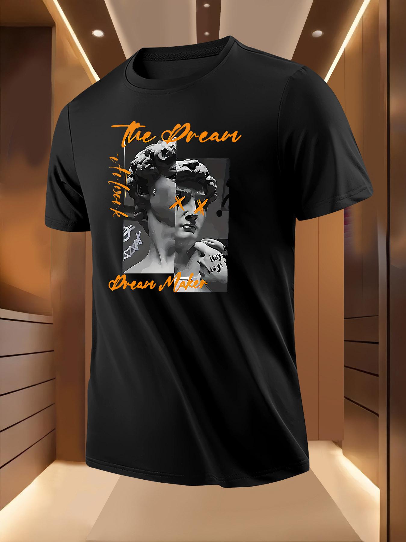Short Sleeve Tshirt with Michelangelo s David Art Print O... L