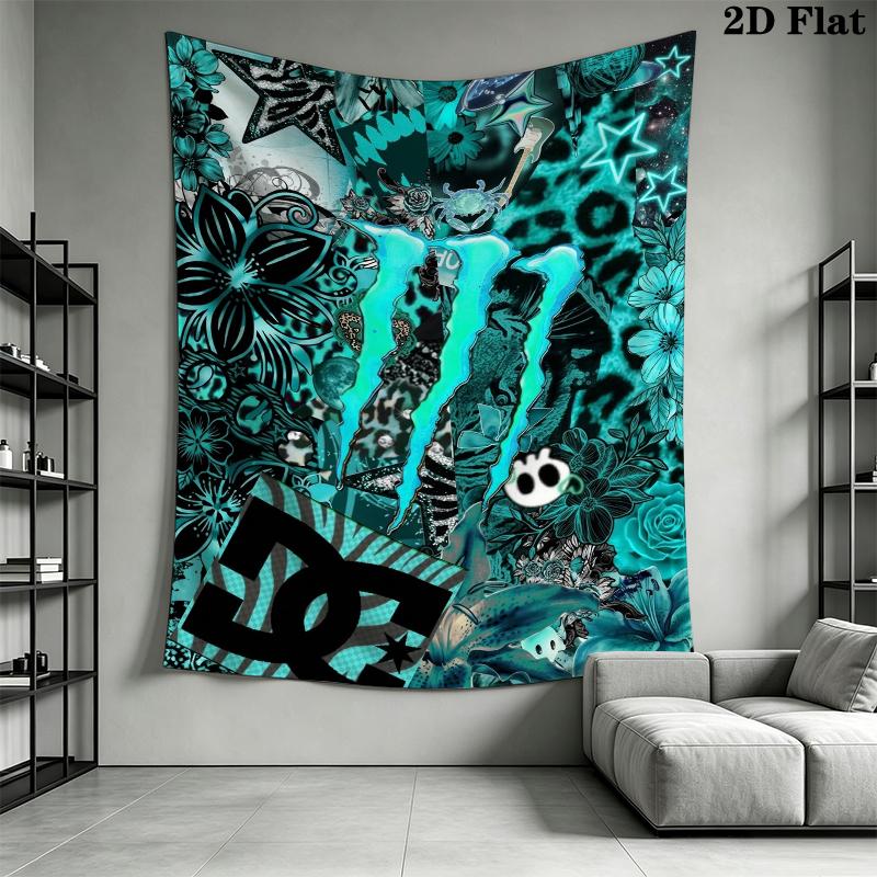 Monster Energy Wandteppich Ästhetisches Wandbehang Gedruckter Stoffdecke Dekorative Wandteppiche für Schlafzimmer Wohnzimmer Heimdekoration