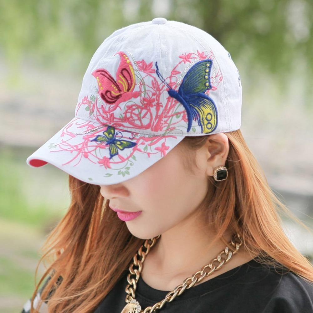 Women s Baseball Cap - Women s Butterfly Pattern Baseball Cap Sun Hat White (1 piece) Pack of 1