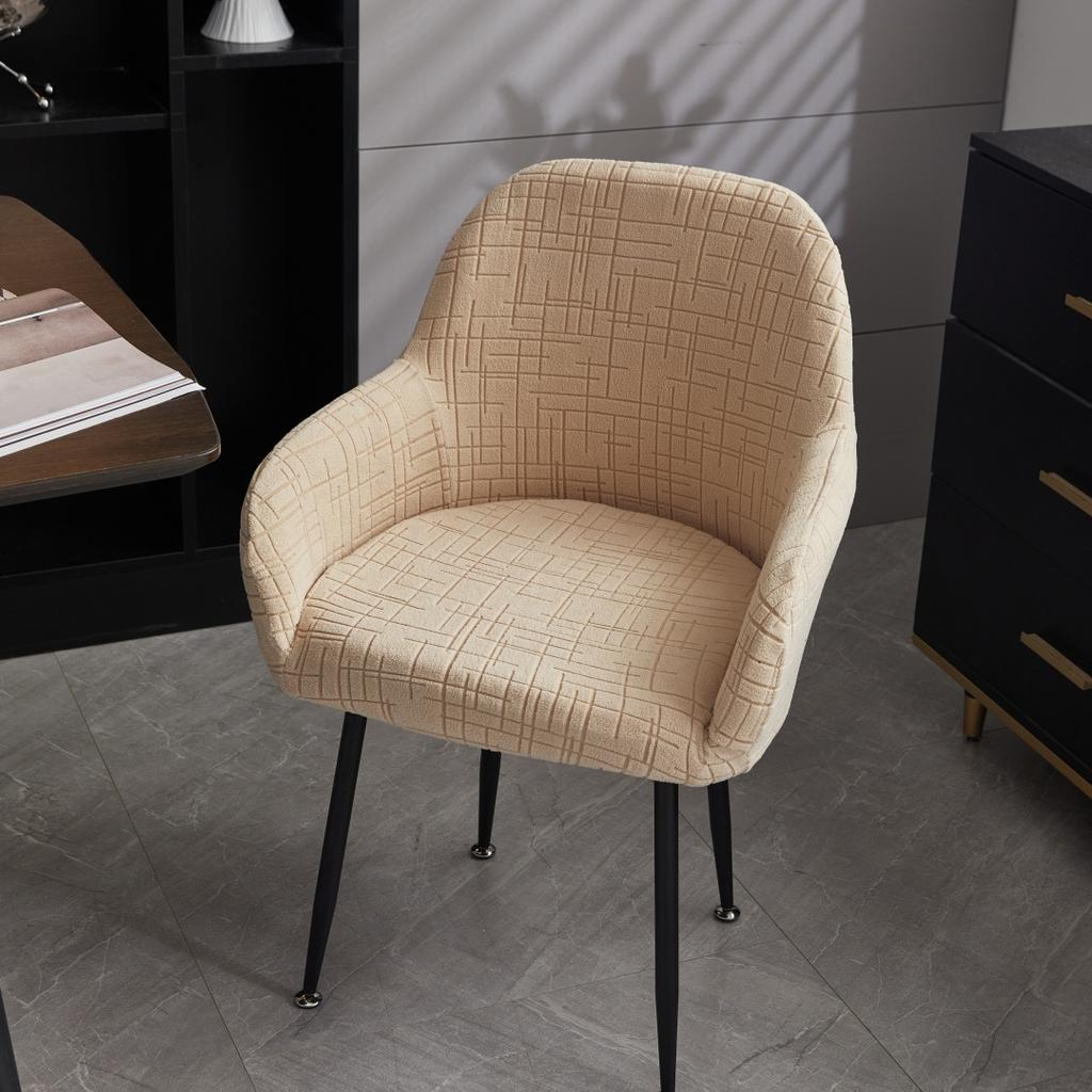 1/4pcs Water-Repellent Geometric Lines Jacquard Stretch Polar Fleece Chair Cover, for Living Room, Dinning Room Chair Decor