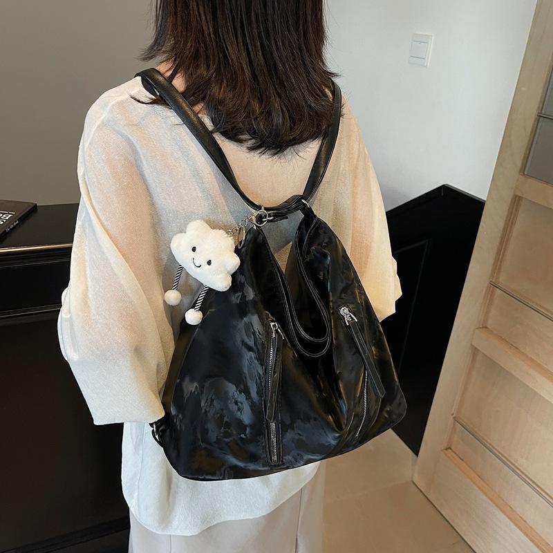 Retro fashion tote bag women 2025 commute to work large capacity shoulder bag backpack