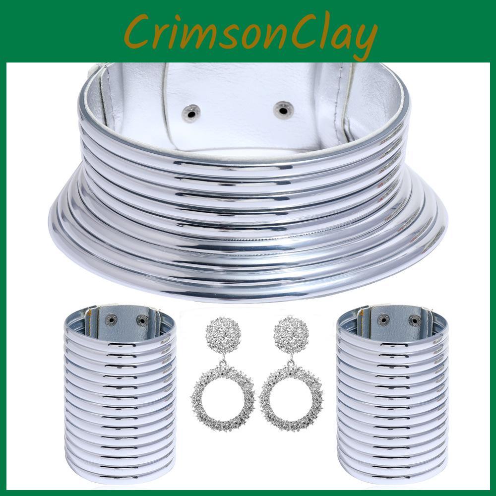 Ethnic Women Style Metal Necklace Bracelet And Earring Set For Outfit Festival