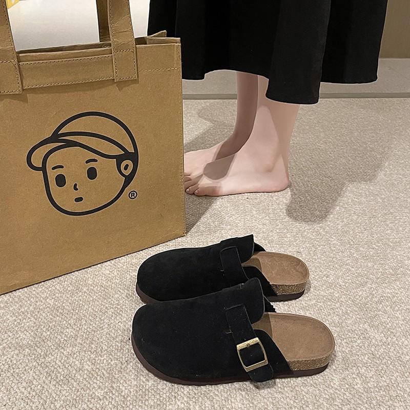Women's Flat Cork Clogs Shoes Fashion Closed Toe Suede Platform Slippers for Women Outdoor Casual Slides Shoes Zapatos