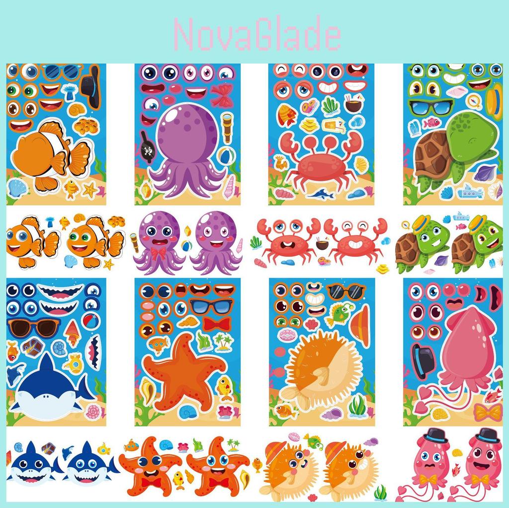Adorable Ocean Animal Kids Cartoon Interactive Puzzle Diy Sticker Set For Family Fun