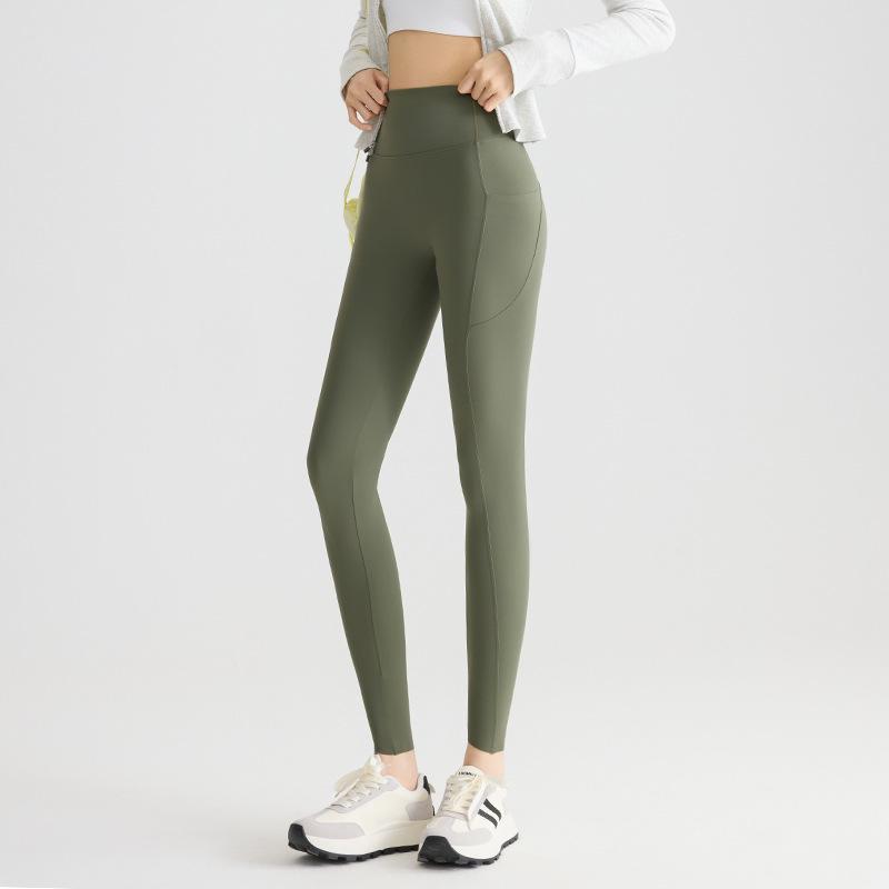 Women's Cloud Feeling Ice Silk Pocket Yoga Pants - Summer Slimming, Hip-Lifting, Sporty Outdoor Wear