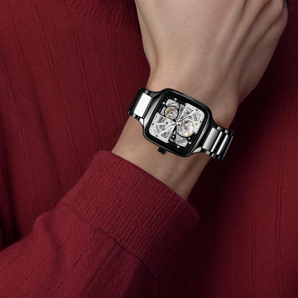 RADO True Me Series Automatic Mechanical Movement High-tech Ceramic Strap Men's Swiss Watch 38*44.2mm Hollow Dial Ceramic Case Ceramic Strap R27086752