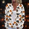 Women's Halloween Print Long Sleeve Knit Cardigan Button Front Fall Casual Outerwear
