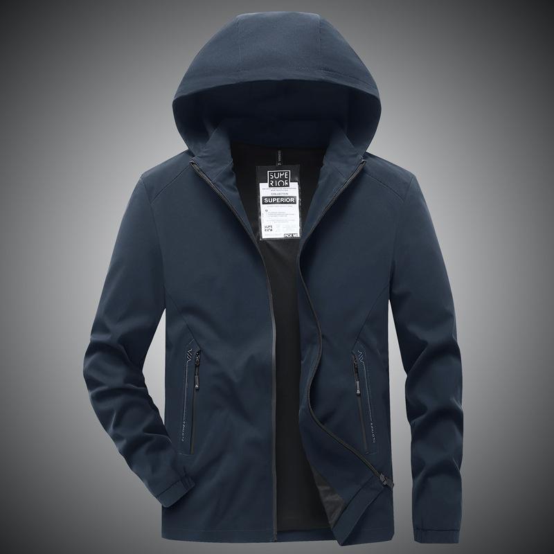 Jacket Men Hooded Solid Color Autumn and Winter Men Korean Version of Slim Youth Joker Outdoor Leisure Joker Coat.