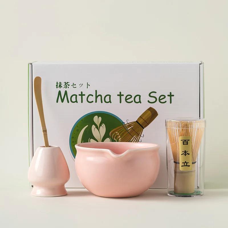 4/5/7/8pcs Traditional Matcha Set Bamboo Whisk Ceramic Tea Bowl Japanese Tea Making Tools Home Kitchen Gift for Tea Lovers