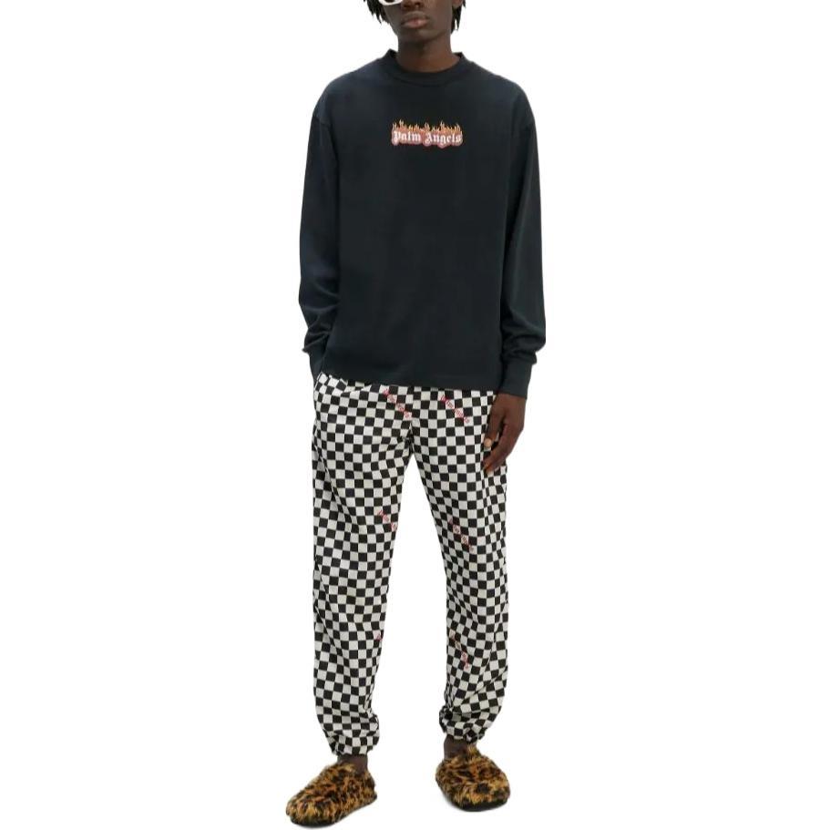 Palm Angels Burning Logo-print Long-sleeve T-shirt Men's PMAB002F22JER0021001