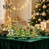 Vintage Cartoon Style Ornaments 5 Pcs Wooden Tabletop Christmas Tree Signs, Rustic Standing Green Festive Party Table Decorations Desktop Ornament