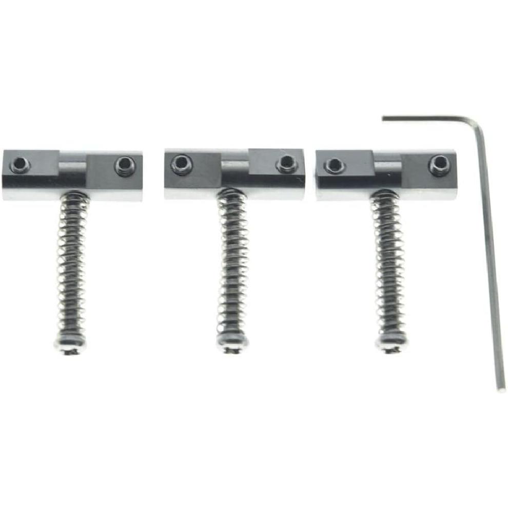 KAISH Set of 3 Titanium Alloy Compensated Bridge Saddles Barrel Style Guitar Bridge Compensated Saddle for Vintage Style Tele/Telecaster