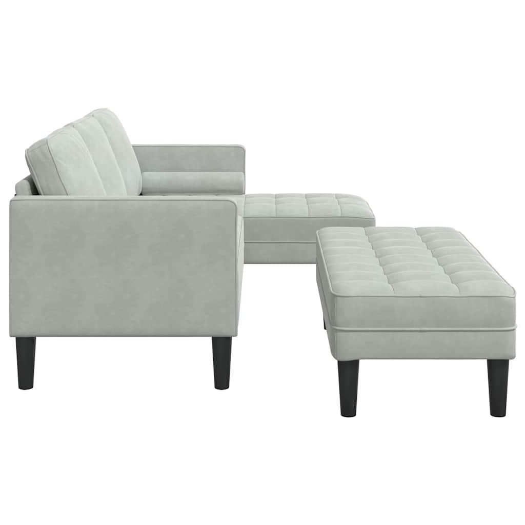 2 Piece Sofa Set with Cushions Light Grey Polyester