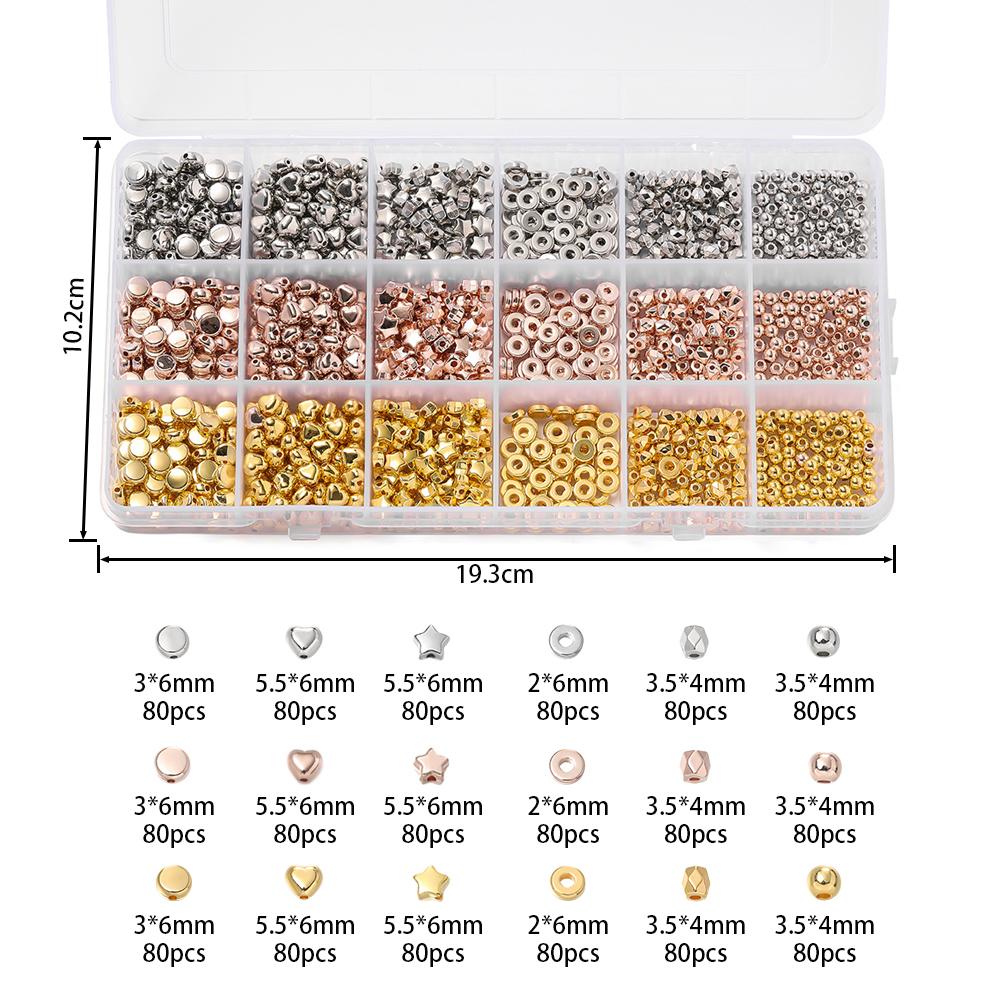 

1440pcs/Box 6 Styles CCB Beads Love Round Spacer Loose Bead for DIY Bracelet Necklace Earrings Jewelry Making Accessories Kits