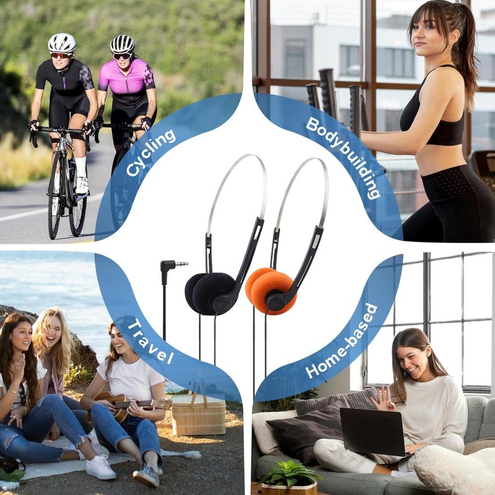 Retro Wired Over-ear Headphones Stereo Adjustable Headband Portable Headphones for Most Mobile Playback Devices Sports Earphones