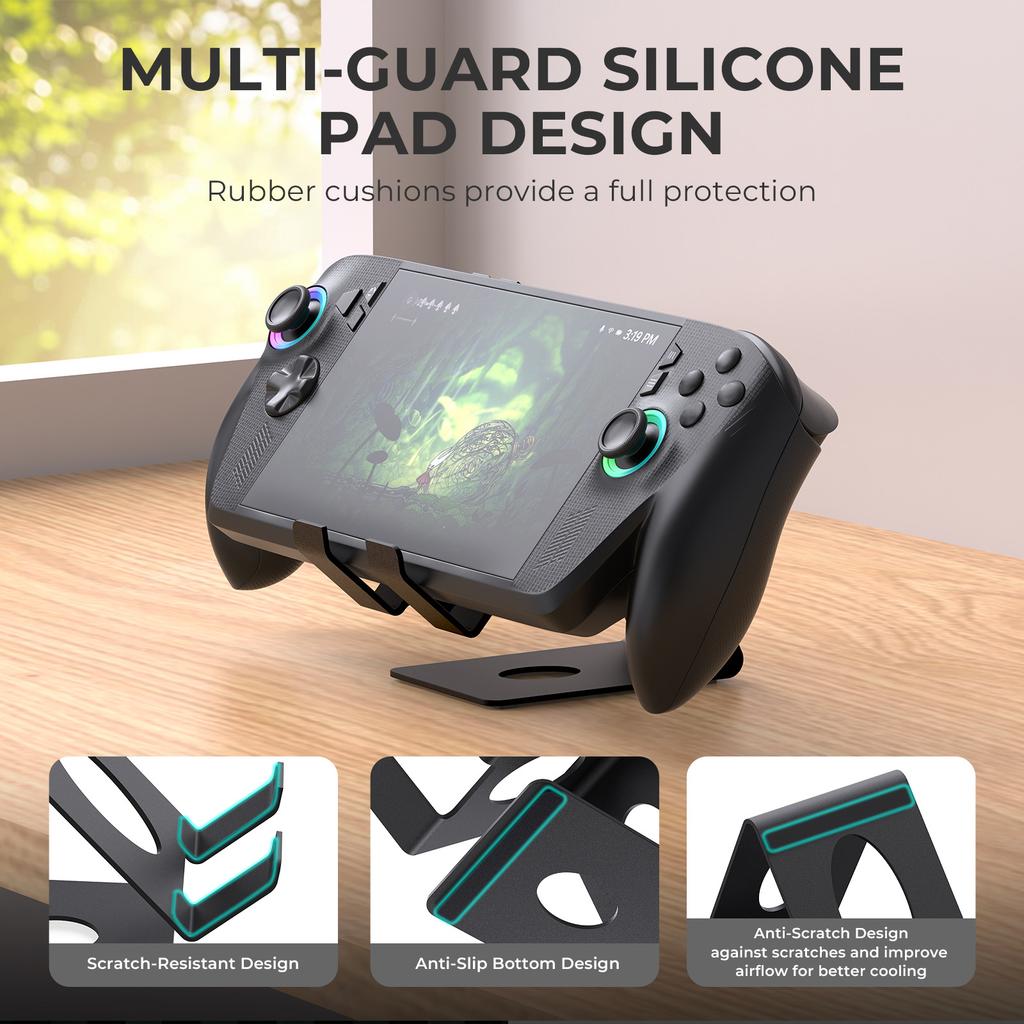 Portable Metal Console Holder Versatile Handheld Console Stand Iron Base for ROG Xbox Ally/Switch 2/Steam Deck/Legion Go