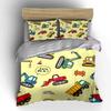 Construction Vehicles and Barriers Pattern Print Bedding Set 1 Duvet Cover 2 Pillowcases for Adult and Children Luxury Gift