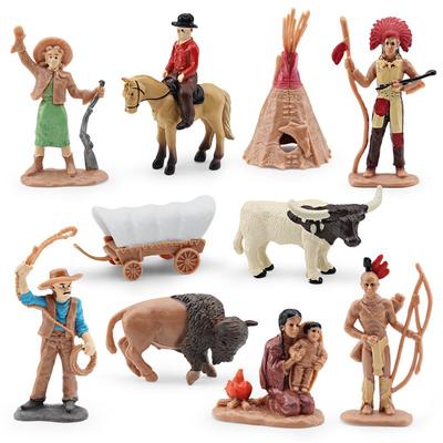 Simulationsszene Wildwest-Anzug Charaktermodell Häuptling Krieger Cowboy Indianerinnen Zelt Spielzeug